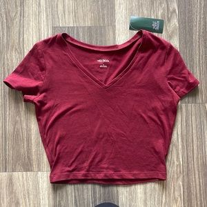 Maroon Crop Top Tee Shirt